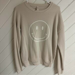 Beige Smiley Face Sweatshirt